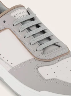 Brunello Cucinelli Basket Sneakers Van Leer Grijs Flash Sale