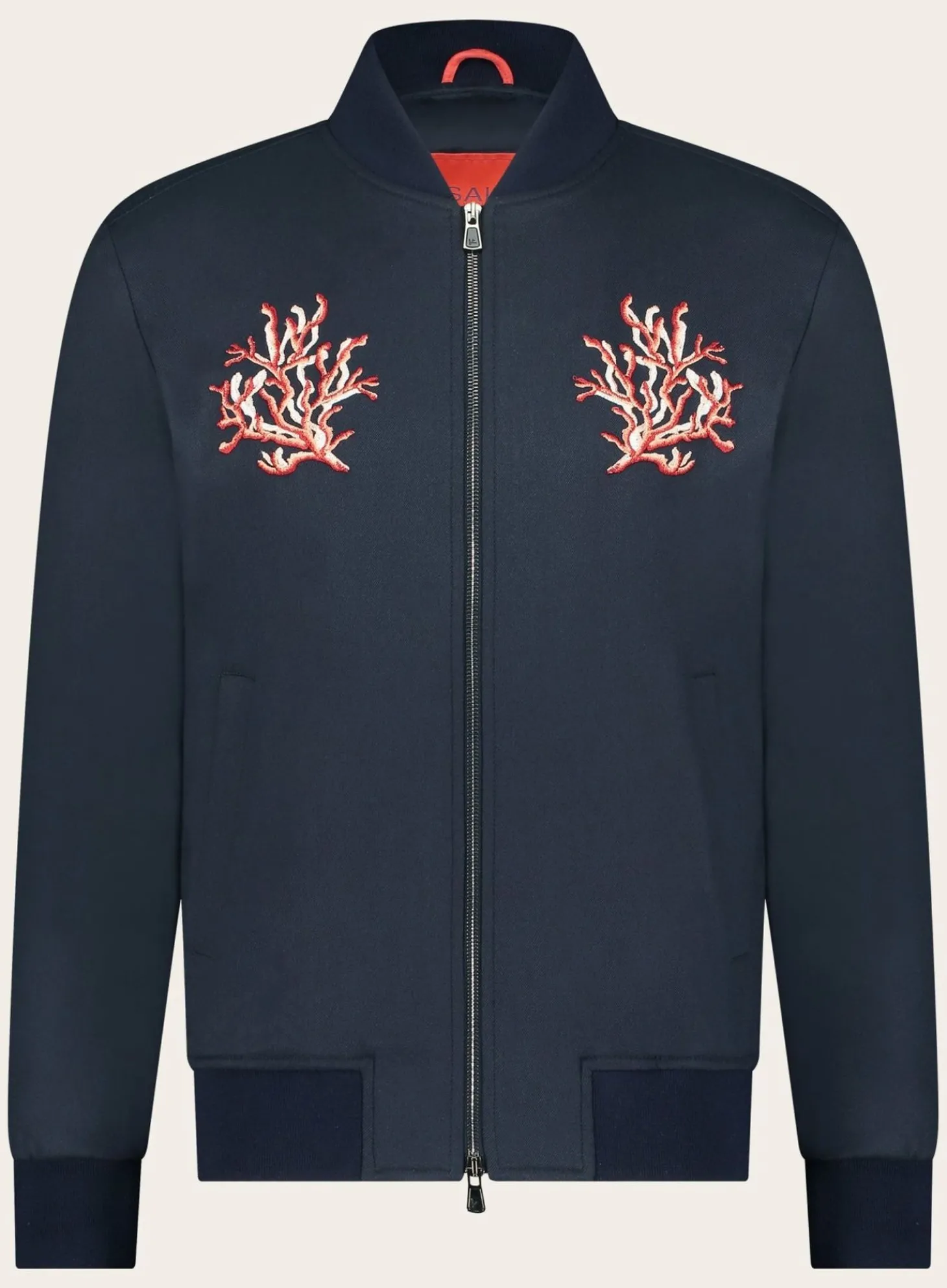 Isaia Bomberjack Met Print Van Wol, Zijde En Cashmere Blue Navy Online