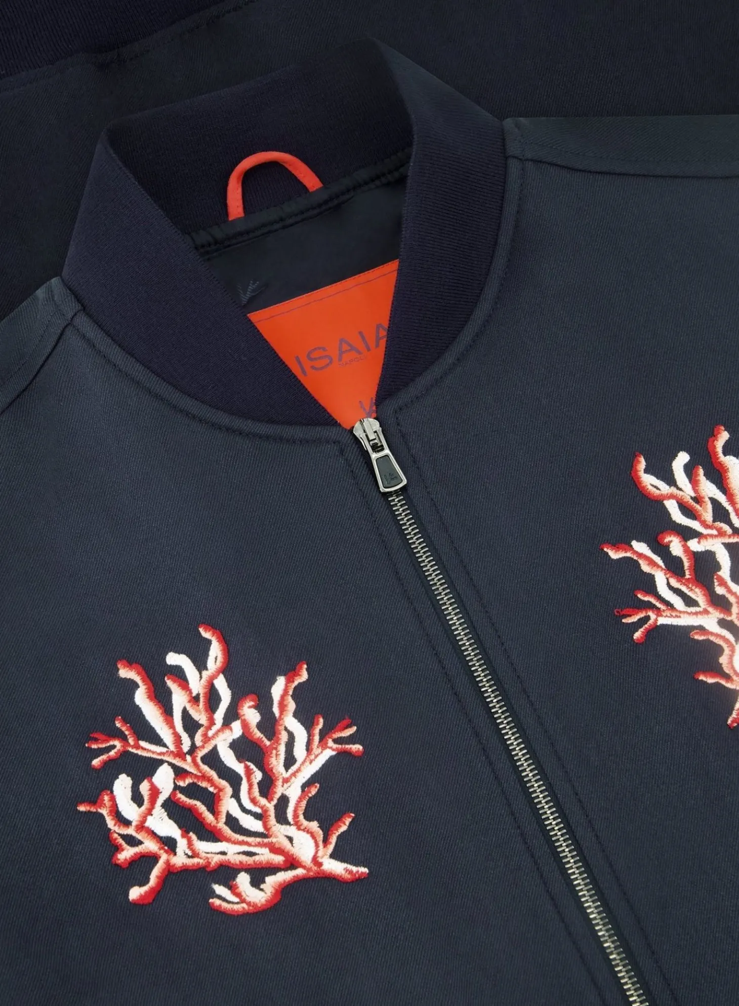 Isaia Bomberjack Met Print Van Wol, Zijde En Cashmere Blue Navy Online