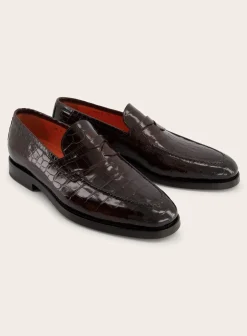 Santoni Croco Lederen Carlos Penny Loafers Hot