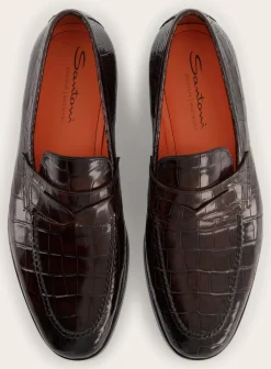 Santoni Croco Lederen Carlos Penny Loafers Hot