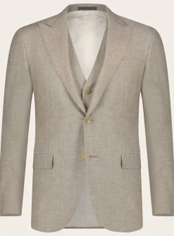 Corneliani Driedelig Pak Van Wol En Linnen Beige Cheap