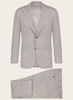 OGÉR Driedelig Pak Van Wol, Zijde En Linnen Beige Flash Sale