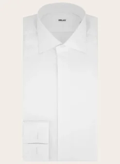 Fray Dubbel Manchet Smokingshirt Wit Shop