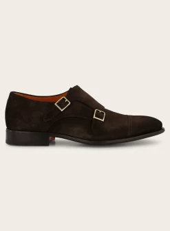 Santoni Dubbele Gespschoenen Van Suede Cheap