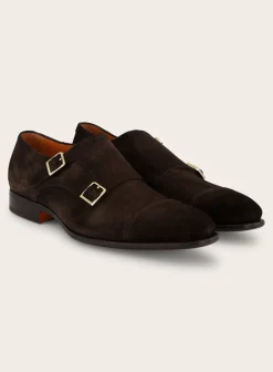 Santoni Dubbele Gespschoenen Van Suede Cheap