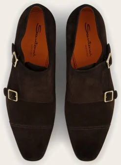 Santoni Dubbele Gespschoenen Van Suede Cheap