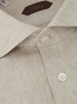 OGÉR Gemeleerd Shirt Van Linnen Beige Online