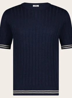 OGÉR Italian Knitwear Geribd T-Shirt Van Linnen En Katoen New