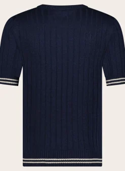 OGÉR Italian Knitwear Geribd T-Shirt Van Linnen En Katoen New