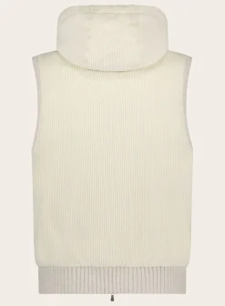 OGÉR Italian Knitwear Geribde Bodywarmer Met Capuchon Room-Wit Hot