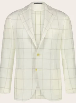 Corneliani Geruit Jasje Van Wol Room-Wit Outlet