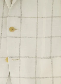 Corneliani Geruit Jasje Van Wol Room-Wit Outlet