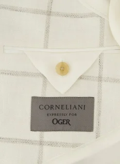 Corneliani Geruit Jasje Van Wol Room-Wit Outlet