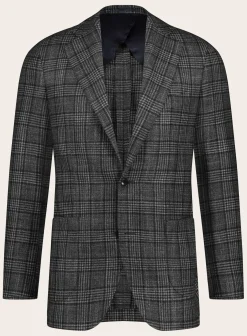 OGÉR Geruit Jasje Van Wol En Cashmere Blue Navy Cheap