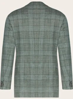 OGÉR Geruit Jasje Van Wol En Linnen Groen Hot