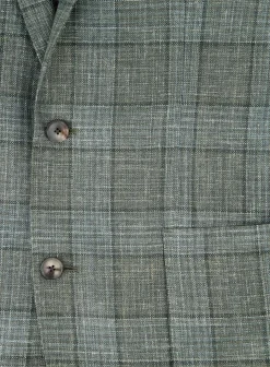 OGÉR Geruit Jasje Van Wol En Linnen Groen Hot