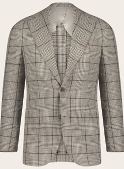 OGÉR Geruit Jasje Van Wol En Zijde Beige-Bruin Cheap