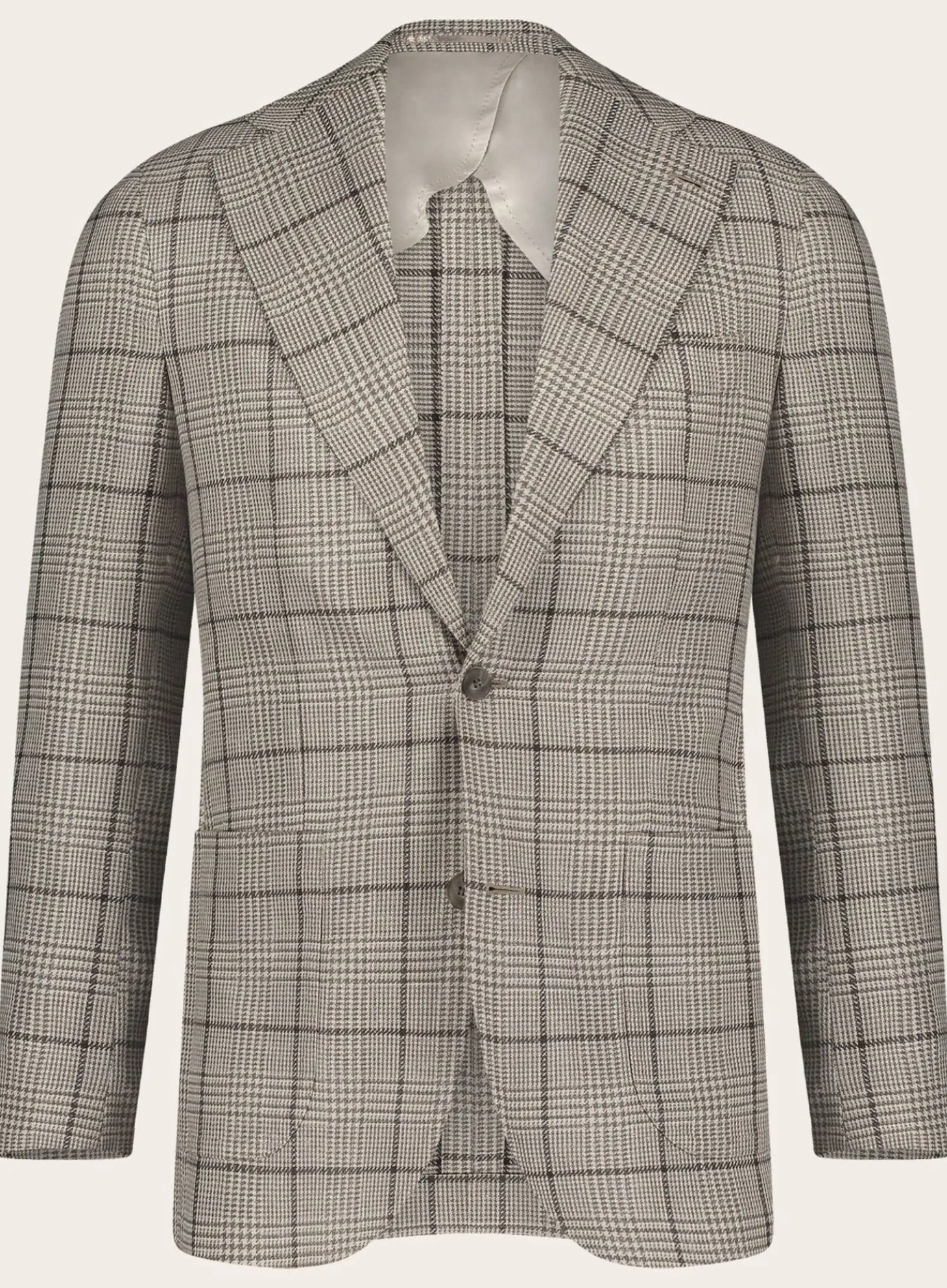 OGÉR Geruit Jasje Van Wol En Zijde Beige-Bruin Cheap