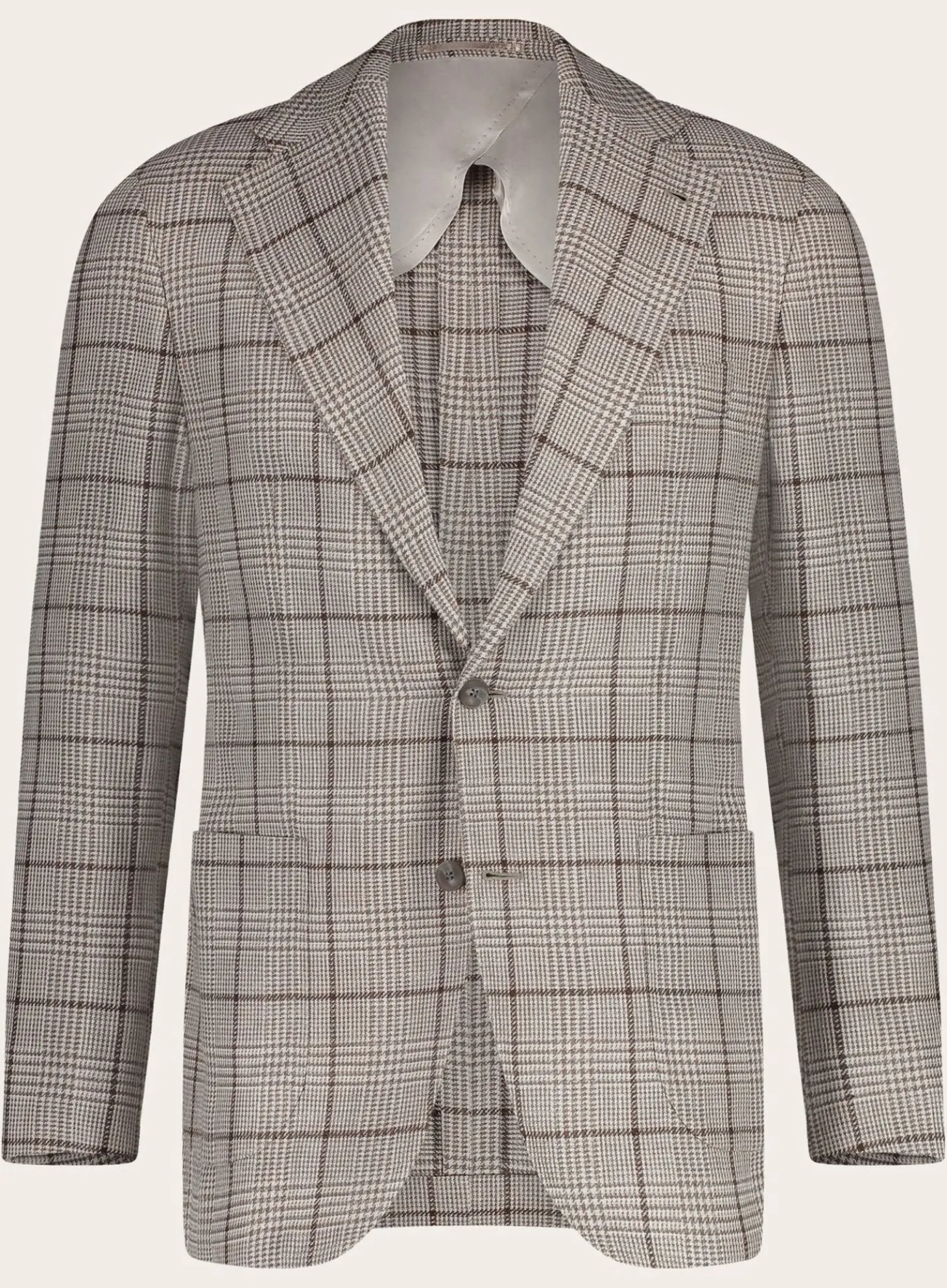 OGÉR Geruit Jasje Van Wol En Zijde Beige-Bruin Cheap