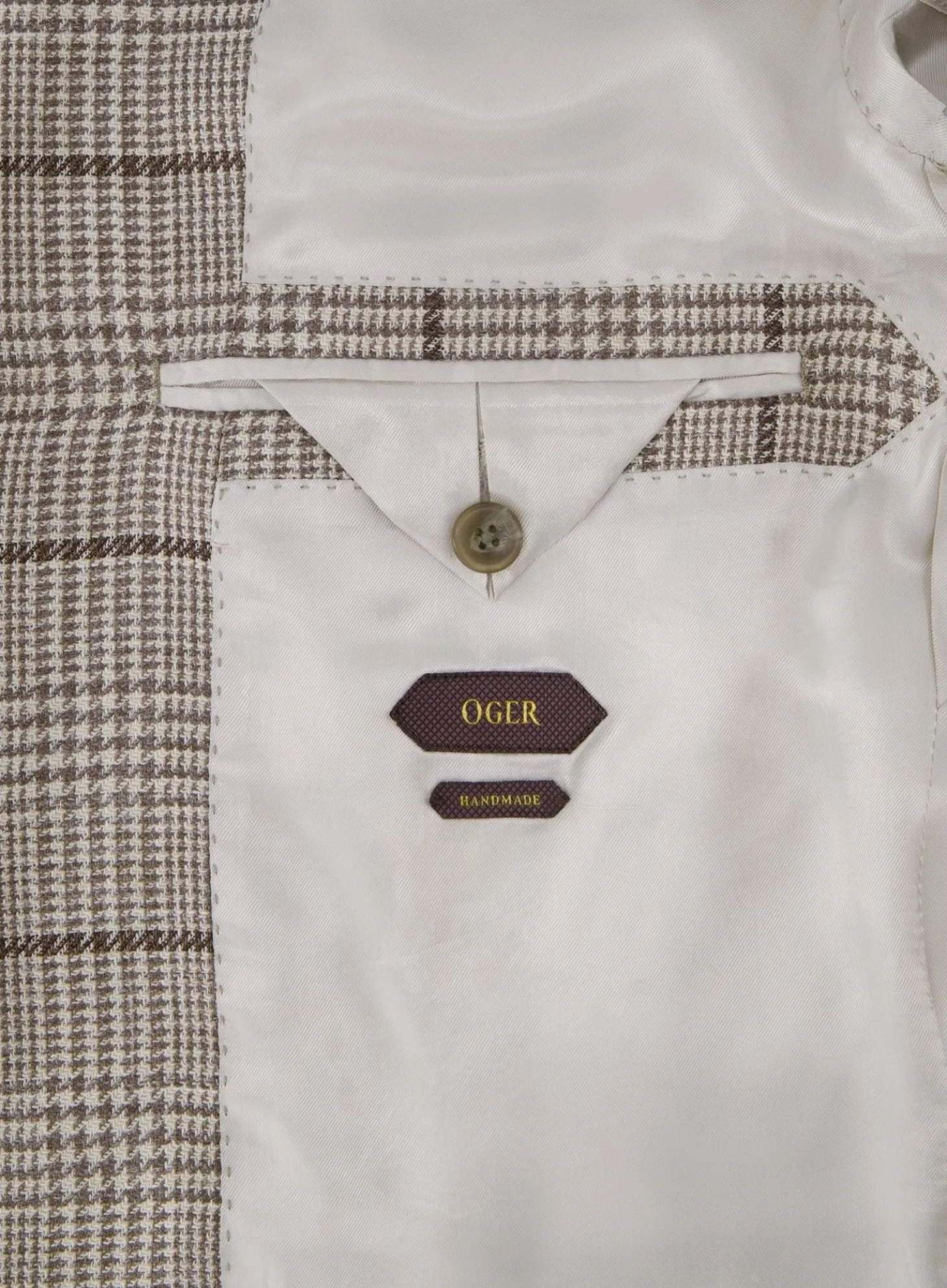 OGÉR Geruit Jasje Van Wol En Zijde Beige-Bruin Cheap