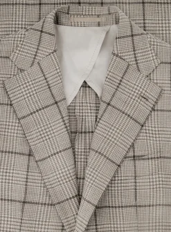 OGÉR Geruit Jasje Van Wol En Zijde Beige-Bruin Cheap