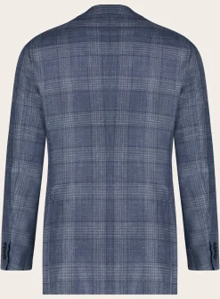 OGÉR Geruit Jasje Van Wol En Zijde Blue Navy Shop