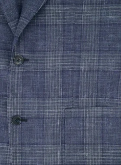 OGÉR Geruit Jasje Van Wol En Zijde Blue Navy Shop