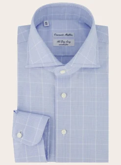 Emanuele Maffeis Geruit Kreukvrij Shirt Van Katoen L.Blauw Best Sale