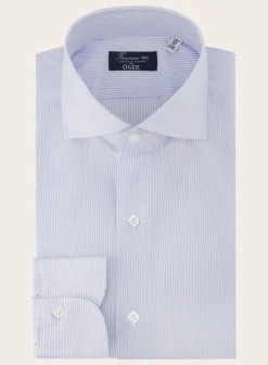 Finamore Gestreept Shirt Van Katoen L.Blauw Best Sale