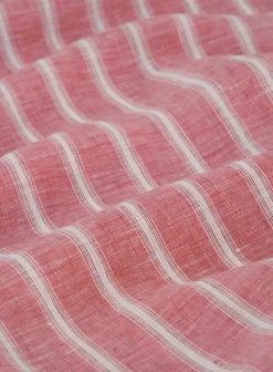 Isaia Gestreepte Polo Van Linnen Rood Clearance