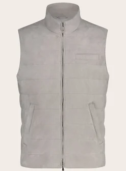Mandelli Gewatteerde Bodywarmer Van Suede L.Beige Fashion