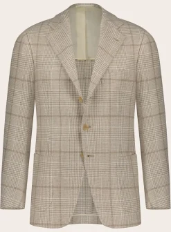 Cesare Attolini Handgemaakt Glencheck Jasje Van Cashmere Beige Discount