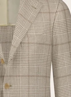 Cesare Attolini Handgemaakt Glencheck Jasje Van Cashmere Beige Discount