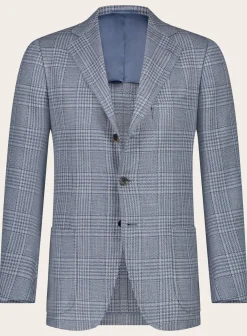 Cesare Attolini Handgemaakt Glencheck Jasje Van Wol L.Blauw Shop