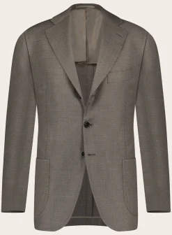 Cesare Attolini Handgemaakt Jasje Van Wol Hopsack Taupe Store