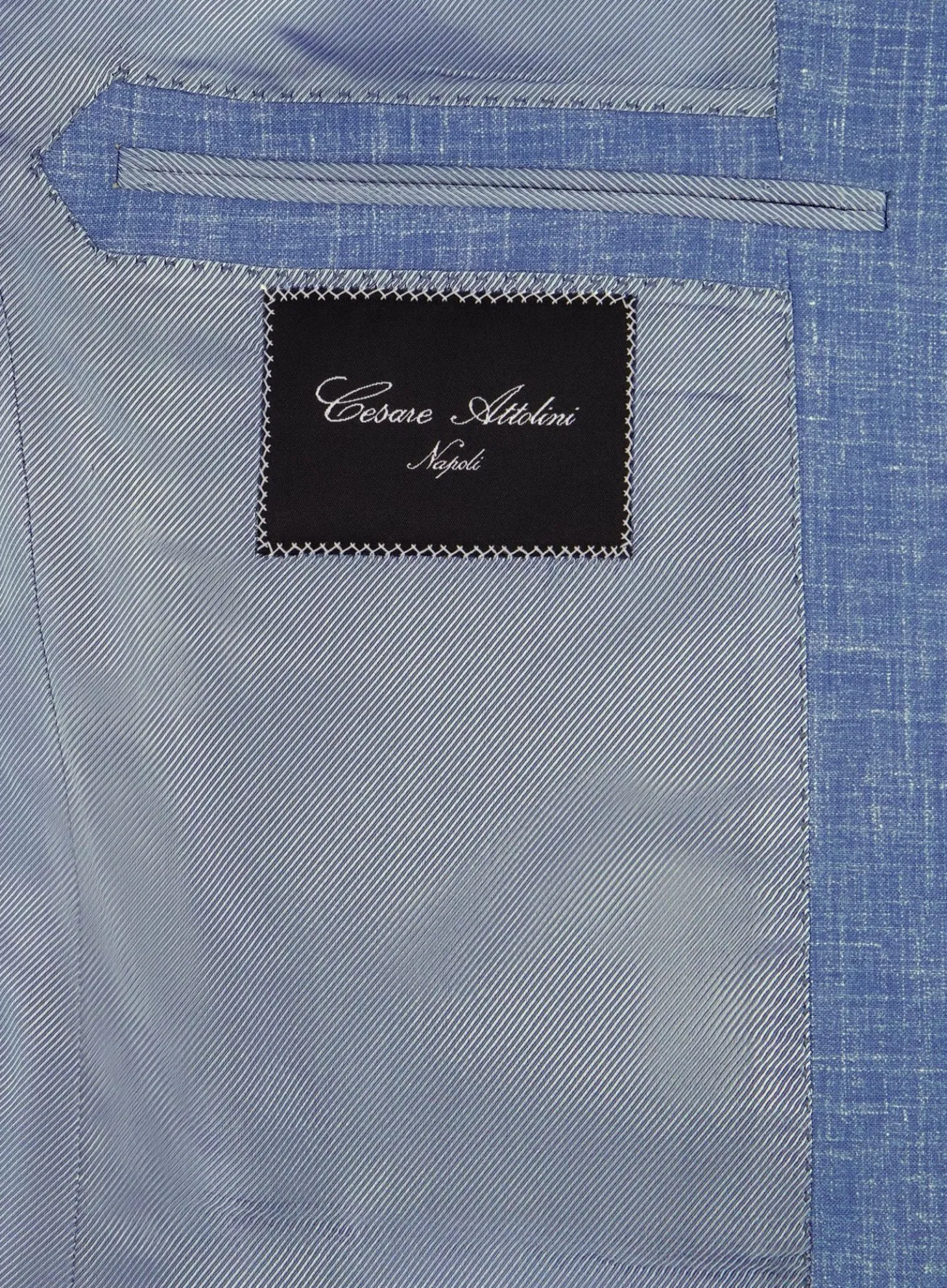 Cesare Attolini Handgemaakt Pak Van Wol En Linnen L.Blauw Flash Sale