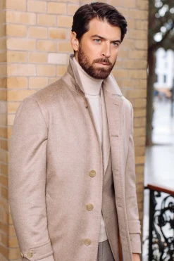 Cesare Attolini Handgemaakte Cashmere Mantel Taupe Best