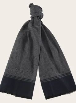 Corneliani Jacquard Sjaal Van Wol Blue Navy Shop