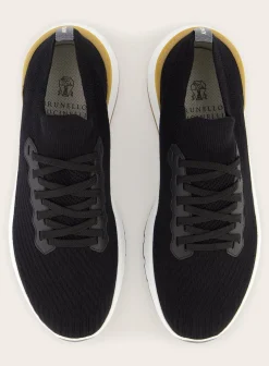 Brunello Cucinelli Knitted Low-Top Sneakers Zwart Fashion