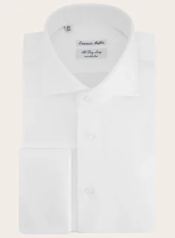 Emanuele Maffeis Kreukvrij Dubbel Manchet Overhemd Wit Hot