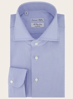 Emanuele Maffeis Kreukvrij Shirt Van Katoen L.Blauw Fashion