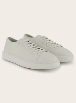 Santoni Lederen Clean Icon Sneakers Wit Cheap