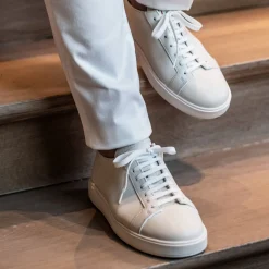 Santoni Lederen Clean Icon Sneakers Wit Cheap