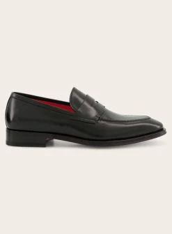 Santoni Lederen Loafers Zwart Hot