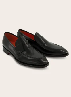Santoni Lederen Loafers Zwart Hot