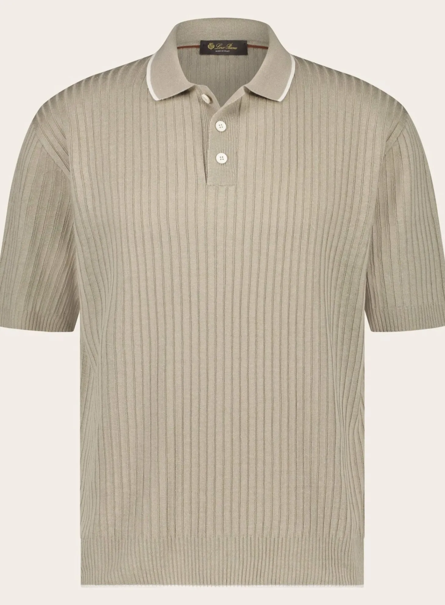 Loro Piana Linnen Flat Rib Polo Beige Store