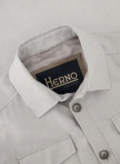 Herno Overshirt Met Puntkraag Taupe Grijs Shop