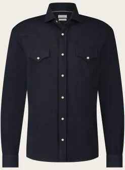 Brunello Cucinelli Overshirt Van Katoen Blue Navy Clearance