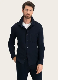 Maurizio Baldassari Overshirt Van Zijde En Katoen Blue Navy Outlet